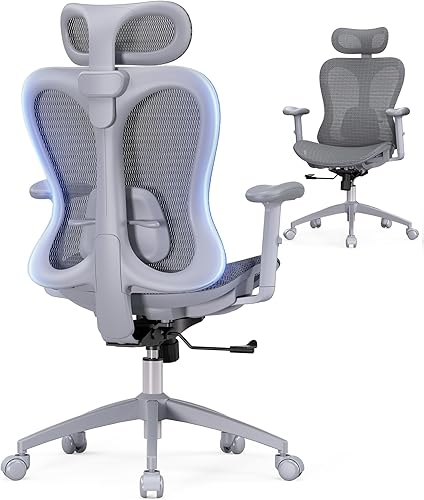 Miniatura 1 de Silla ergonómica de escritorio de oficina, cómoda silla de juegos para computadora, respaldo y asiento de malla transpirable, reposabrazos y