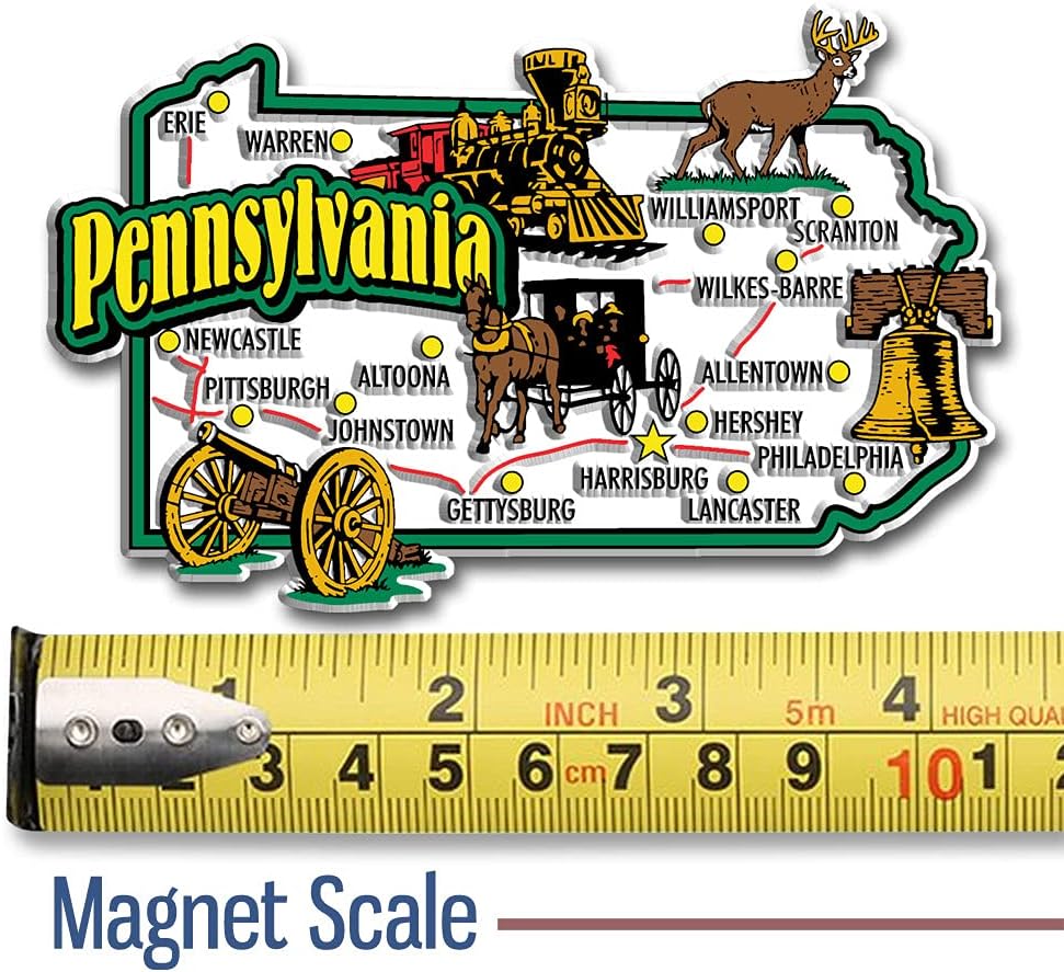 Pennsylvania Six-Piece State Magnet Set by Classic Magnets, Includes 6 Unique Designs, Collectible 3D Rubber Vintage-Style Souvenirs and Gifts Made in the USA image 4