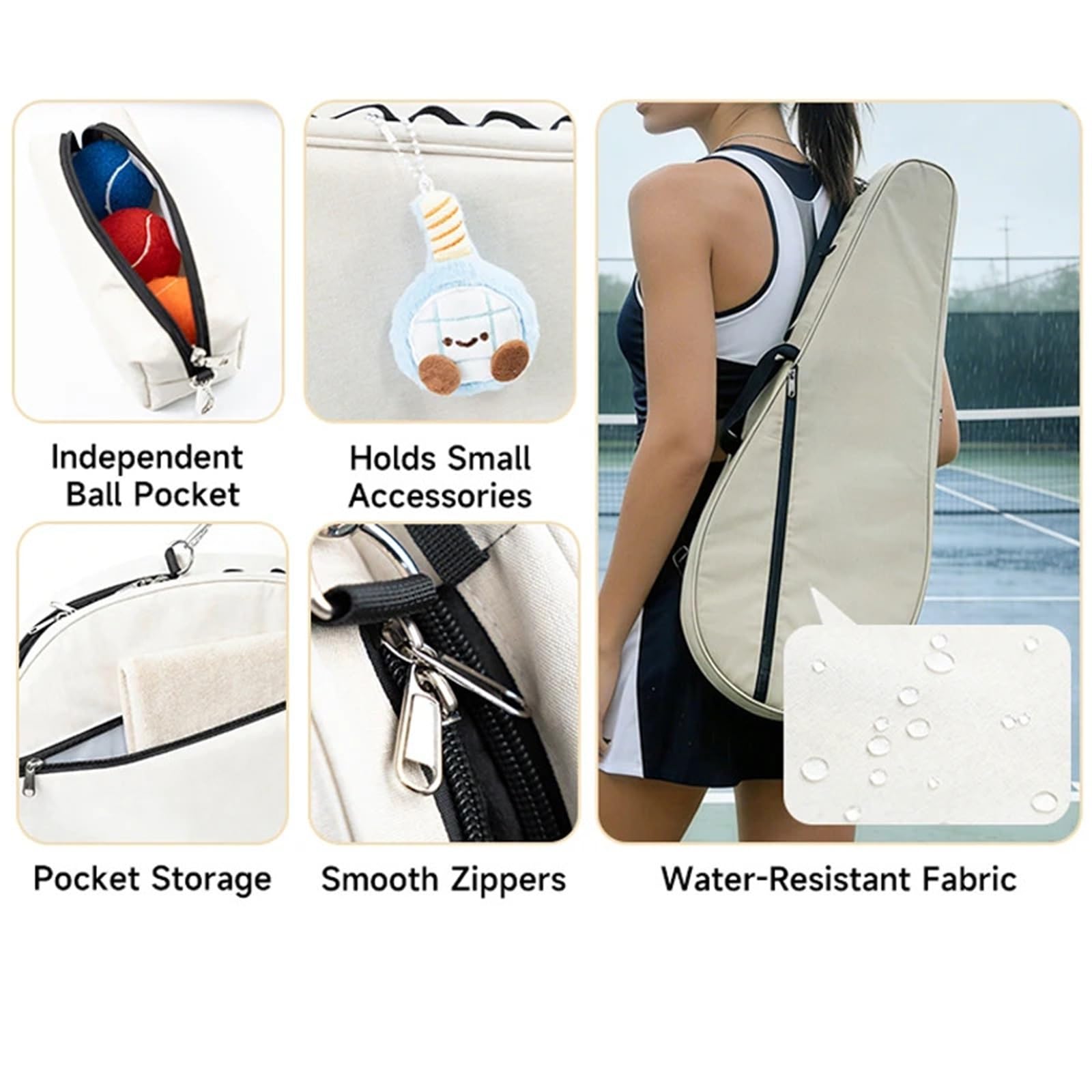 Mochila Tenis Bolsos De Hombro Individuales for Raquetas Tenis, Bolsa Bádminton, Funda Multifuncional, Volante Unisex, 1-2 Uds