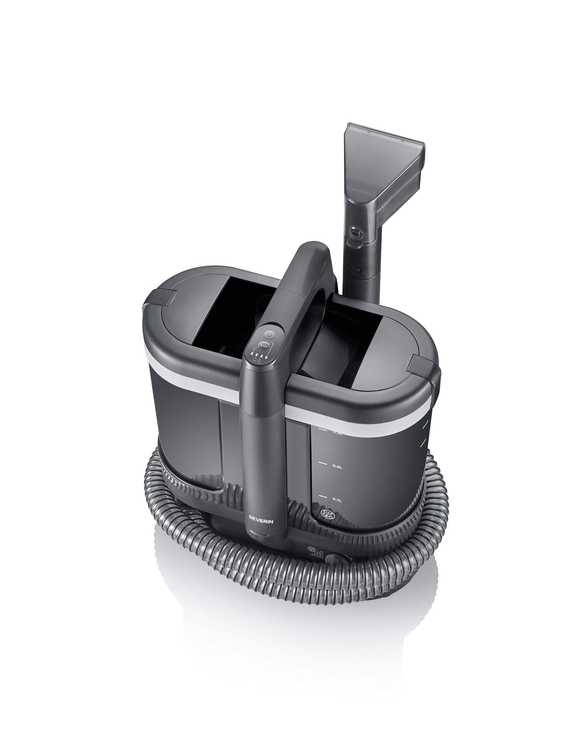 SEVERIN Shampouineuse S-Power, Détacheur Nettoyeur pour canapés, tissus, tapis, intérieur de voiture, textiles - Moteur puissant 450W, réservoir d'eau propore 1,25L, Noir anthracite, SC 7188