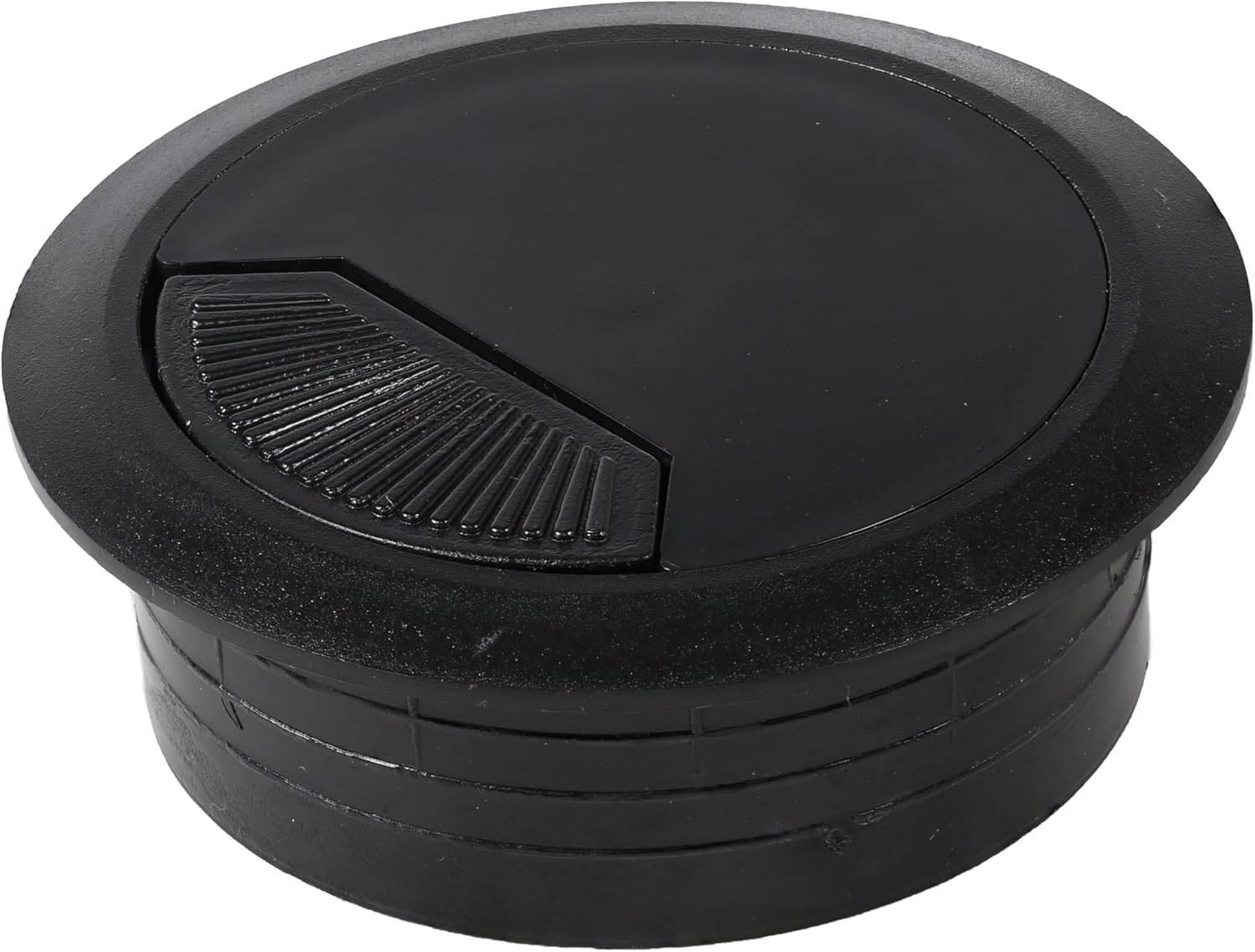 25 Pack Rok Hardware 2-3/8" (60mm) Inner Diameter Round Grommet with Adjustable Aperture in Black Color for Computer Desk Table Port Wire Cable Cord Organizer Hole Cover, ROKRG60BLK