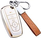 Key Fob Cover for Ford with Keychain Explorer Bronco Escape Edge Expedition Mustang F150 Lincoln ( Ivory)