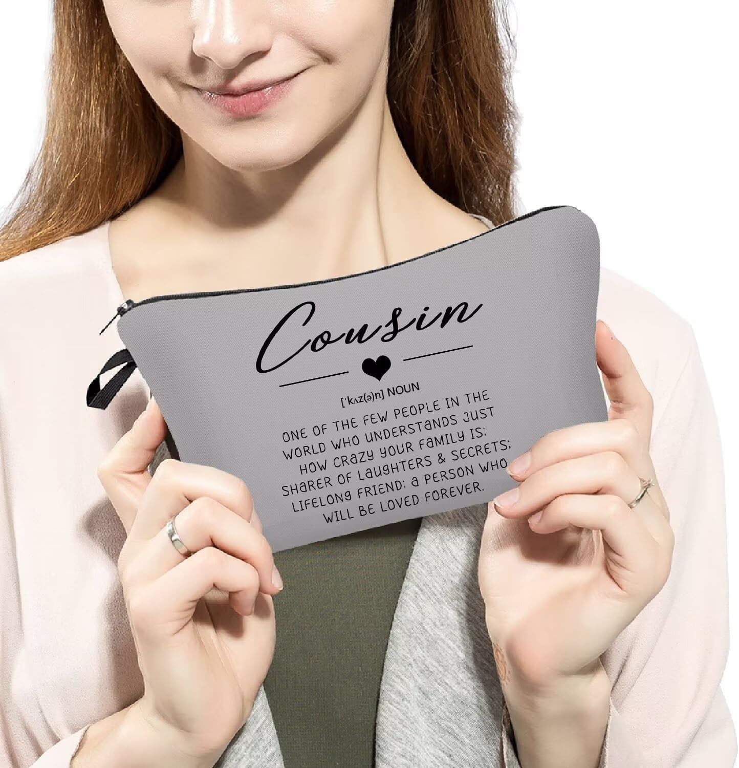 Funny Cousin Definition Makeup Bag Small Organizer Bag Toiletry Zipper Pouch Cousin Definition Cosmetic Bag Birthday Present for Cousins Women Sisters - Image 3