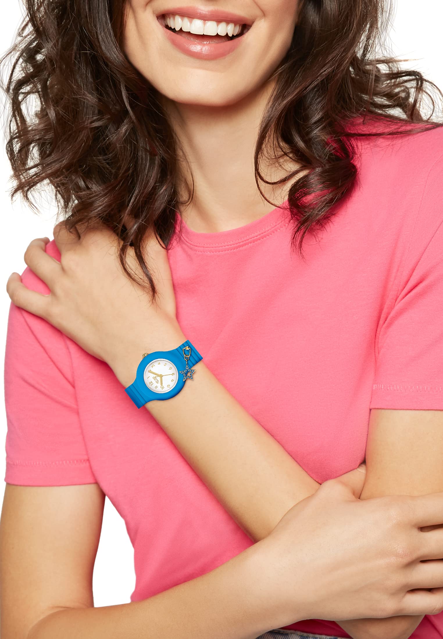 HIP HOP, Collezione Dancing in the Light, Orologio Donna, Cinturino in Silicone Intercambiabile e Regolabile, Ciondolo con Stella, Cassa 32mm, Resistente all'Acqua