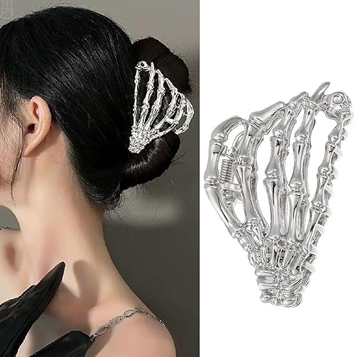 Miniatura 8 de Pinza para el cabello de Halloween, pinzas para el cabello, huesos de calavera gris oscuro, accesorios divertidos para el cabello para mujeres y