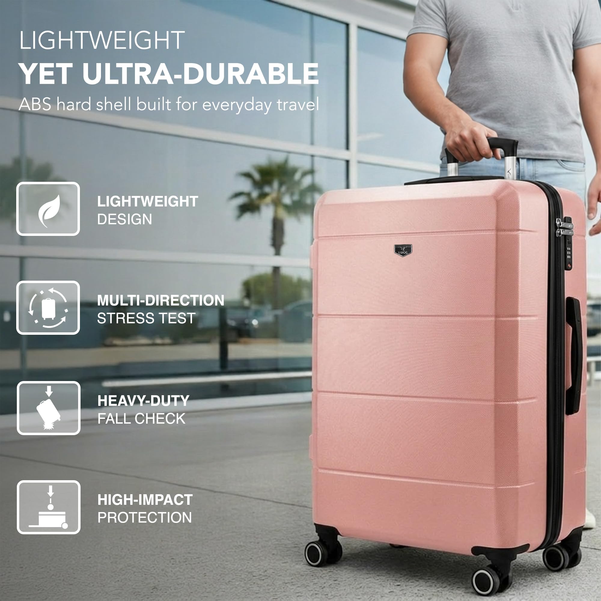 LUGG - Jetset 40cm Suitcase - 40x30x20cm- Ryanair Compatible - Underseat Size - Hard Shell ABS - Spinner & Removable Wheels - Lightweight Travel Luggage- Cream/Brown — view 113