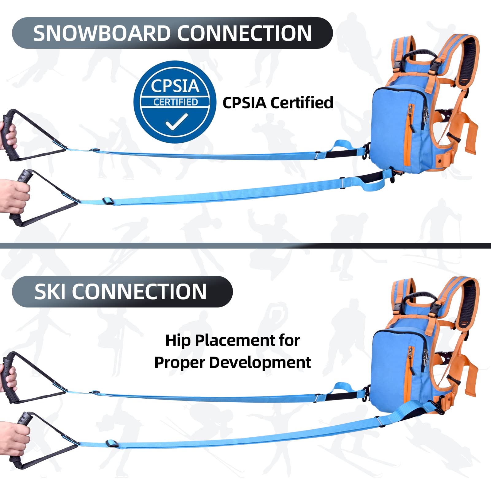 STLOVe Ski und Snowboardgurt Trainer Rucksack für Kinder Ski Trainingsgurts Rucksack für Anfänger zu kontrollieren Sie die Geschwindigkeit und sicher Ski