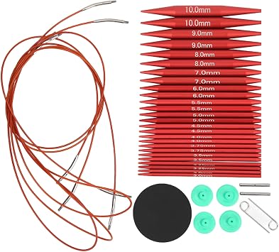 Xiuganpo Interchangeable Circular Knitting Needles Set, 13 Pairs Aluminum 3mm to 10mm KnitPicks, with ButtonTool  Sticker AdaptersLink Rod P Wrench for Smooth Knitting