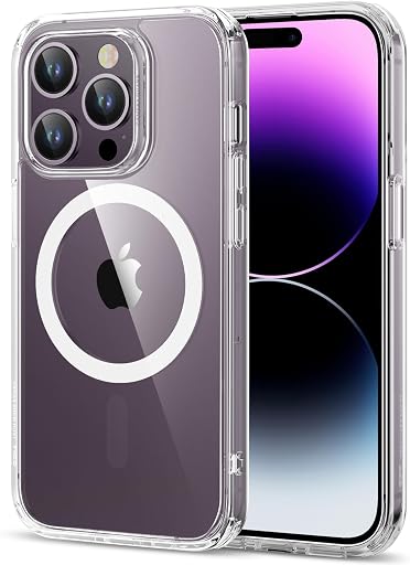 ESR for iPhone 14 Pro Case, Compatible with MagSafe, Shockproof Military-Grade Protection, Yellowing Resistant, Magnetic Classic Hybrid Case (HaloLock), Clear