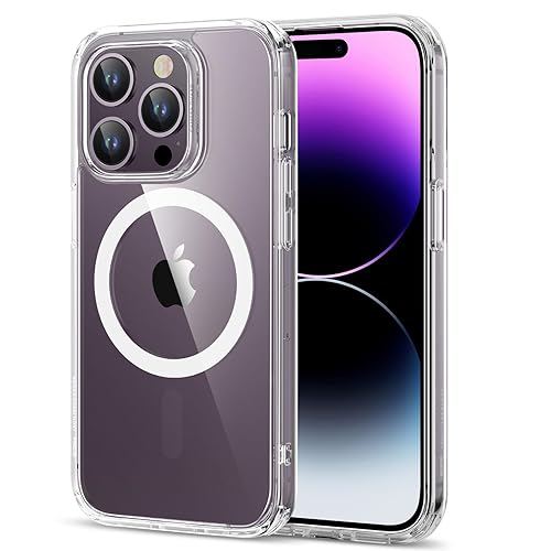 ESR for iPhone 14 Pro Case, Compatible with MagSafe, Shockproof Military-Grade Protection, Yellowing Resistant, Magnetic Classic Hybrid Case (HaloLock), Clear - iPhone 14 Pro - A-Clear