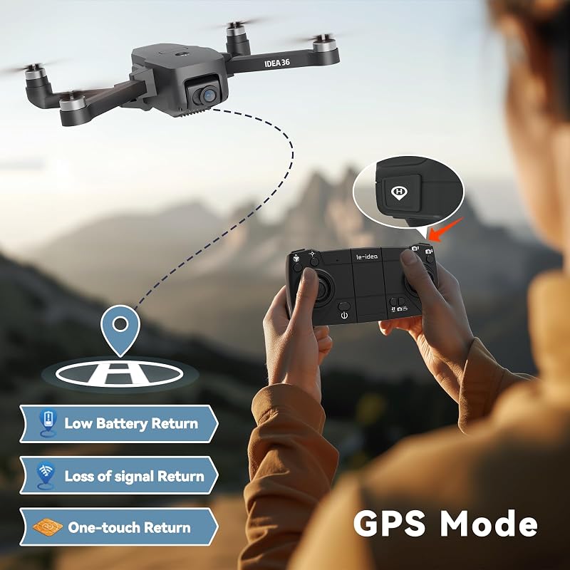 TTROARDS IDEA36 GPS Drón 4K Kamerával - 5G WiFi, Követés Funkcióval, Intelligens Visszatérés, Sony IMX Szenzor, 249g Könnyű, SD Kártya Kompa