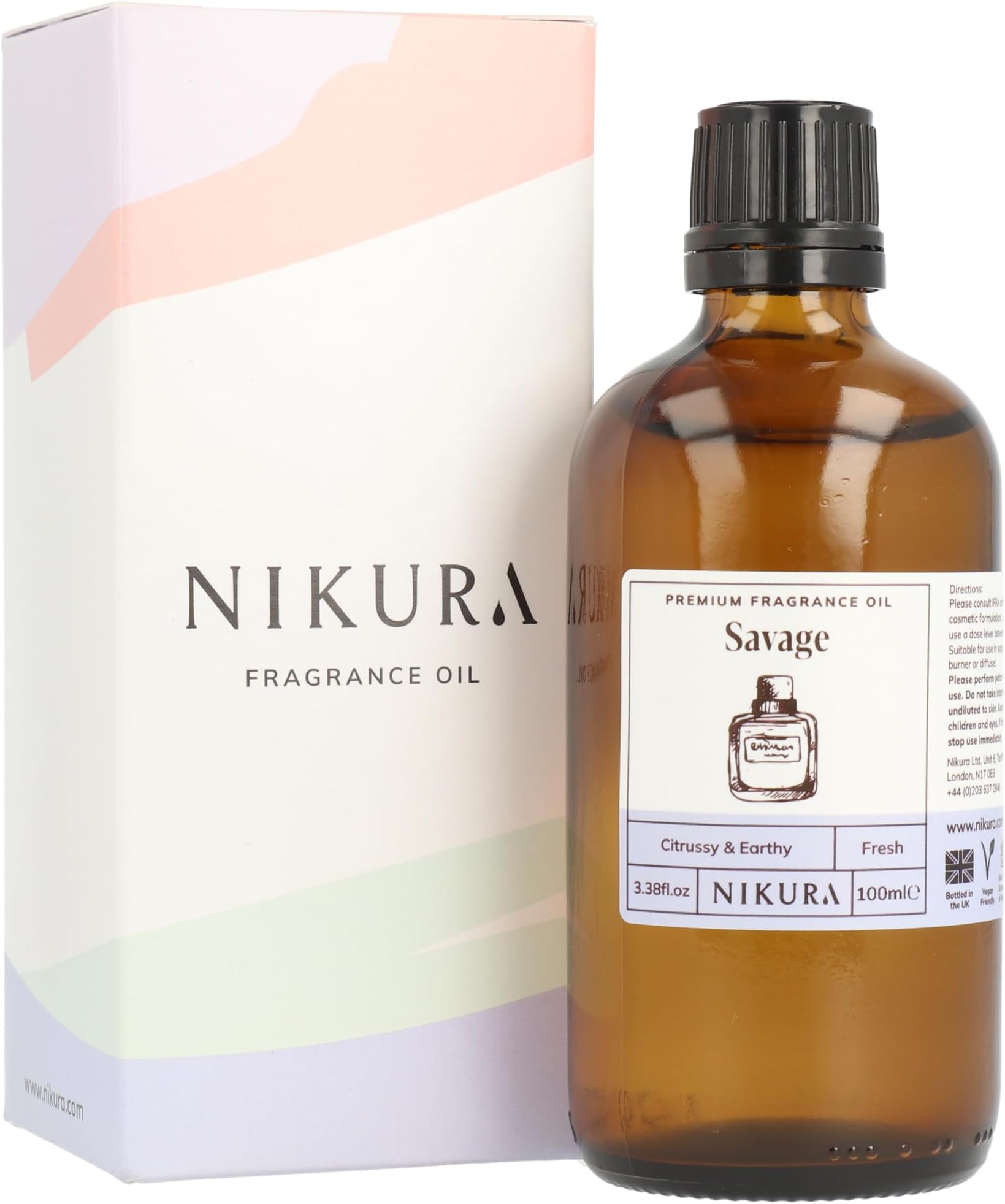 Savage Fragrance Oil - 100ml | Perfect for Soap Making, Candle Making, Wax Melts, Diffuser, Burner | Great for use in Bath Bombs, Perfume Oil, Aftershave Car Freshener | Vegan & UK Made