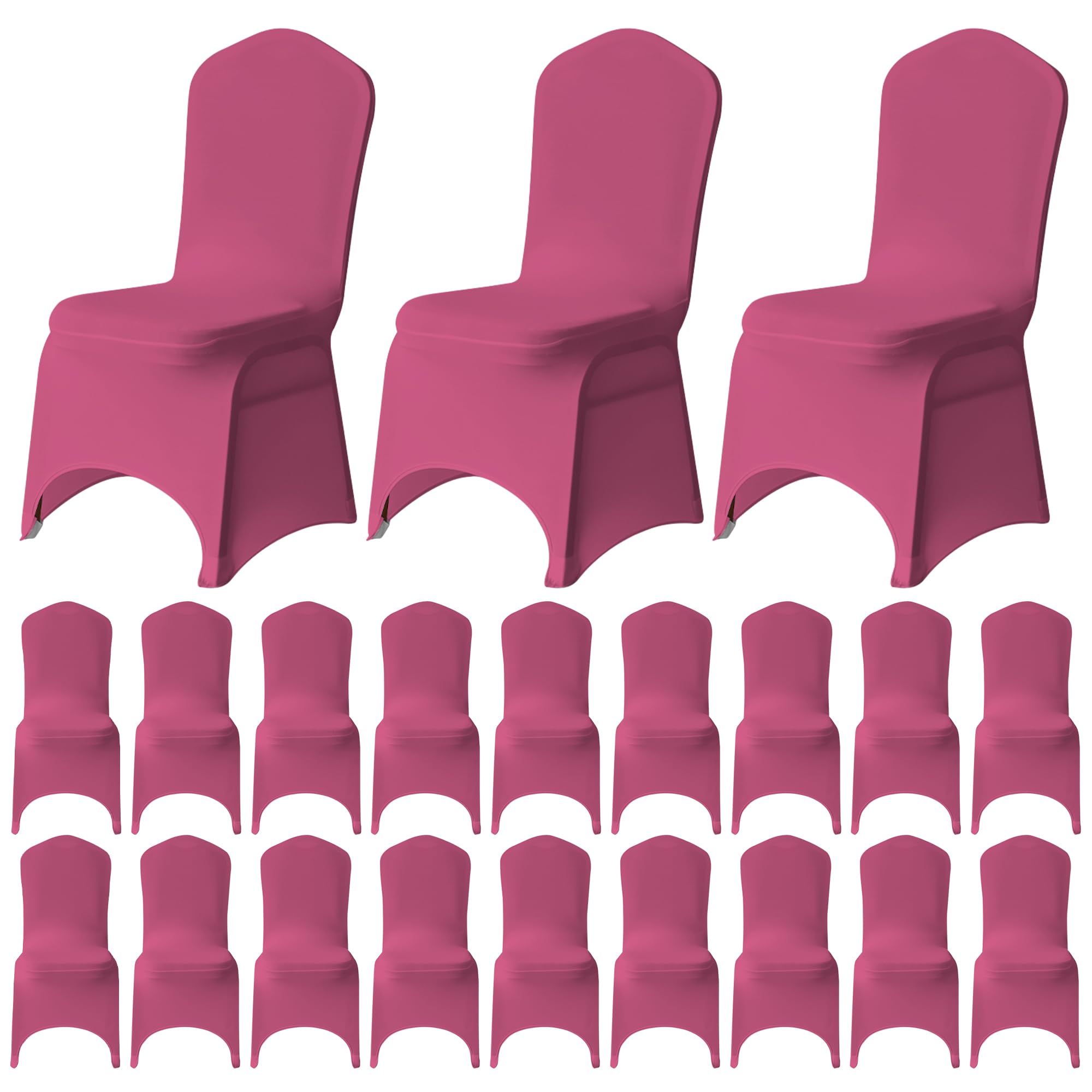 WedDecor Spandex Chair Cover Stretch Fabric Removable Washable Protective Chair Slipcovers For Weddings Banquets Ceremony Hotel Dining Parties Decor, Fushia, 50pcs