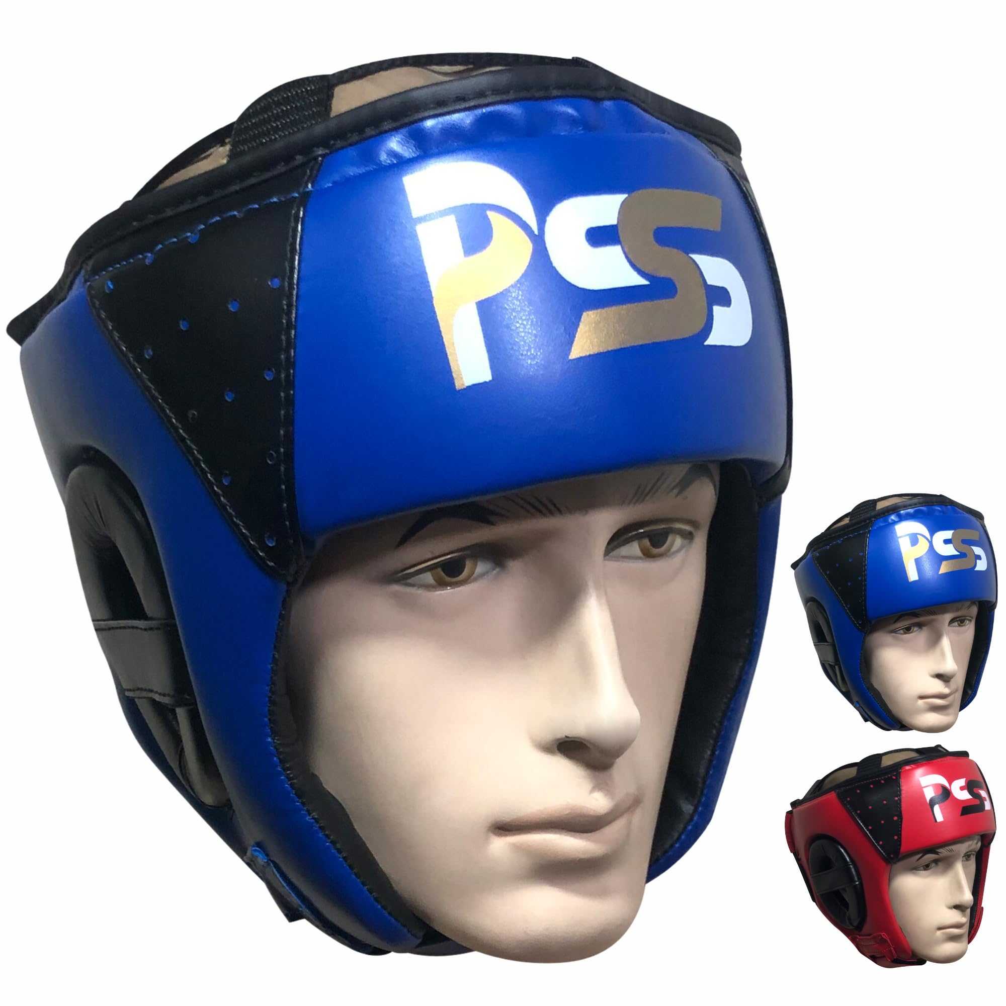 PSS Boxing headgear junior helmet protector in Professional training for kids of martial arts, MMA, Taekwondo, Kick boxing, Sparring Sports 1121 (1121 Blue, X-Small)
