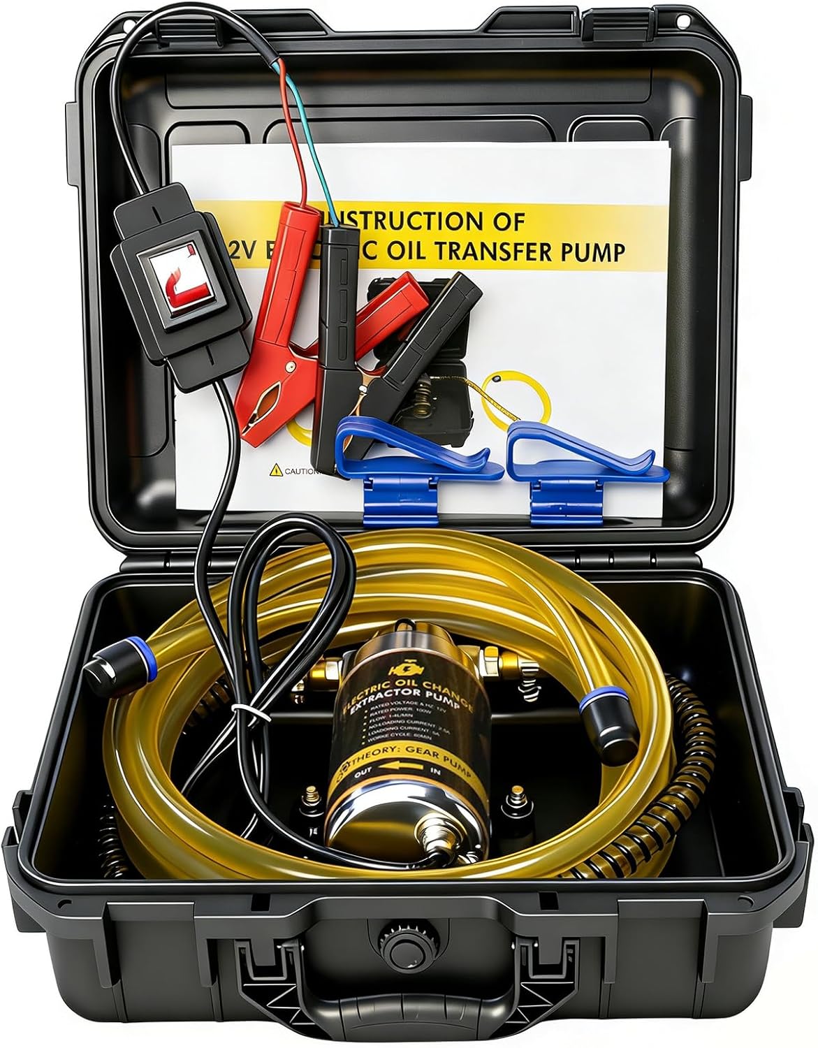 12V 100W Oil Transfer Pump Set, Fast 1-4L/min Flow for Gear, Transmission, Lubricating Oil Changes, Mess-Free Fluid Transfer Pump, Electric Transfer Pump for Cars, Trucks, Boats, Lawnmowers