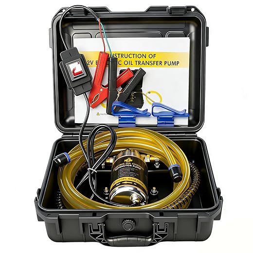 12V 100W Oil Transfer Pump Set, Fast 1-4L/min Flow for Gear, Transmission, Lubricating Oil Changes, Mess-Free Fluid Transfer Pump, Electric Transfer Pump for Cars, Trucks, Boats, Lawnmowers