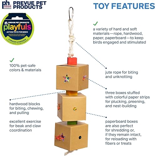 Miniatura 3 de Prevue Pet Products 3-Box Stuff & Hide - Juguete para pájaros de forraje y participación de juguetones 60246