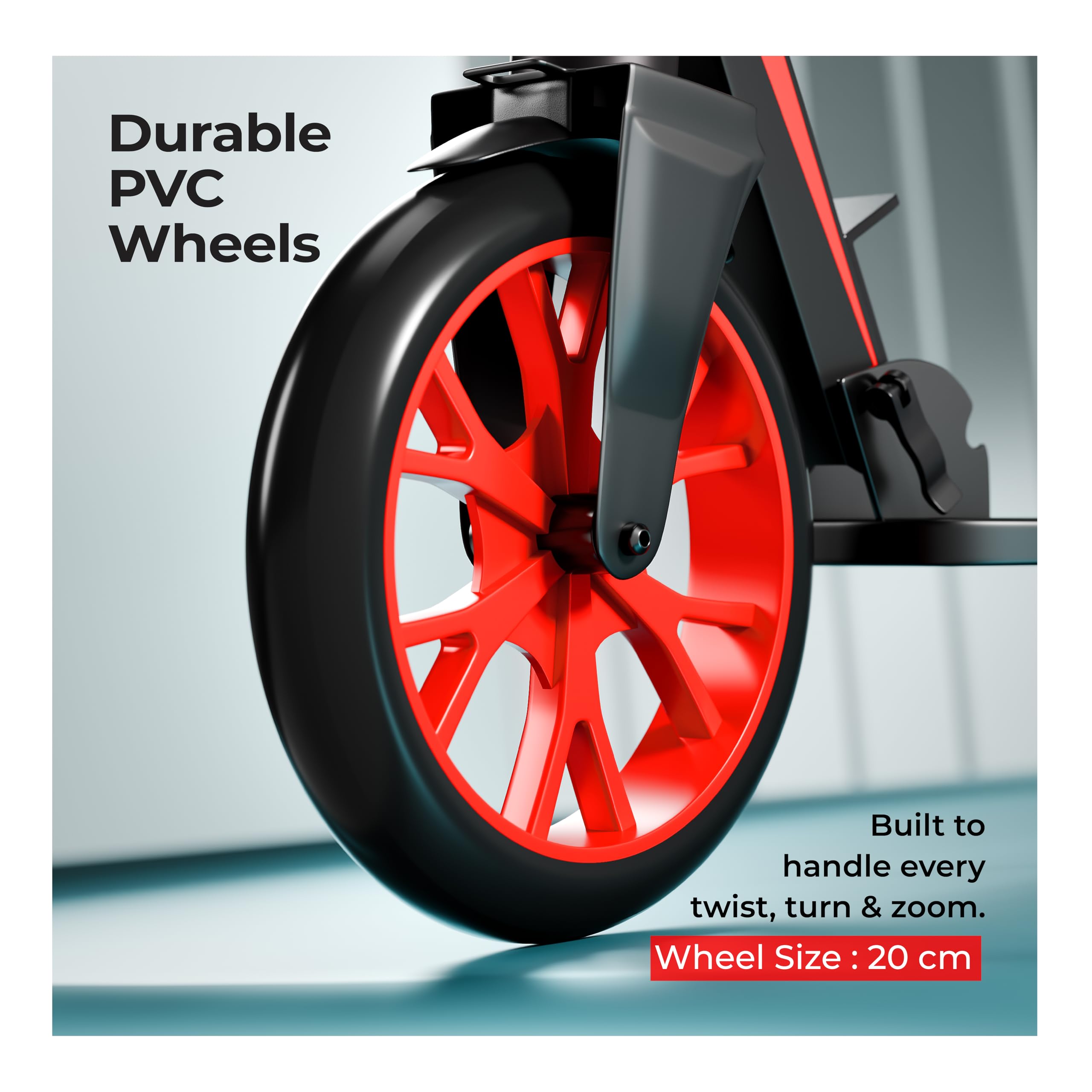 Lifelong Kick Scooter | Scooter for Kids 6-12 Boys & Girls | Foldable Adjustable Height Kick Scooter | 100 Kg Capacity | Big Wheels | Rear Brake | Outdoor Ride Gift for Kids (Black & Red) 2