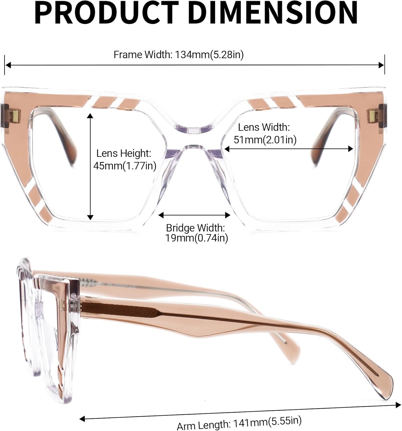 Zeelool Classic Square Eyeglasses Frame with Non-prescription Clear Lens for Women ZJGA150591 - Image 5