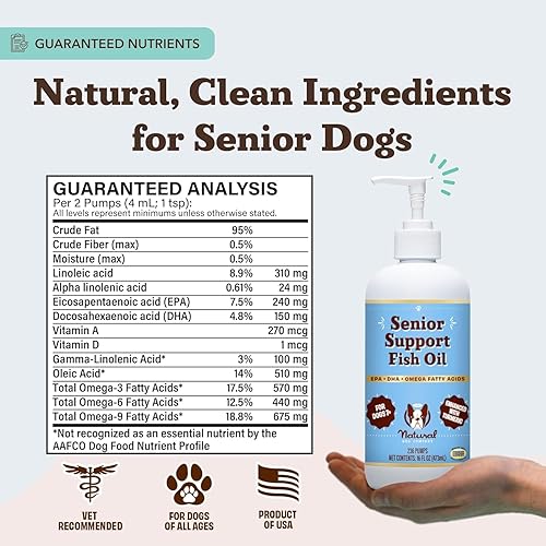 Vista 6 de Natural Dog Company Suplemento de aceite de pescado Omega 3 para perros mayores, apoya la movilidad, la piel, el abrigo, el corazón y el cerebro