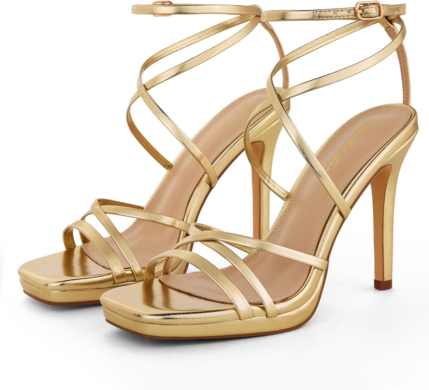 Elisabet Tang Women's Heeled Sandals Square Toe Shoes Stiletto Heels Open Toe 4IN Platform High Heels Sexy Party Wedding Shoes - Image 4