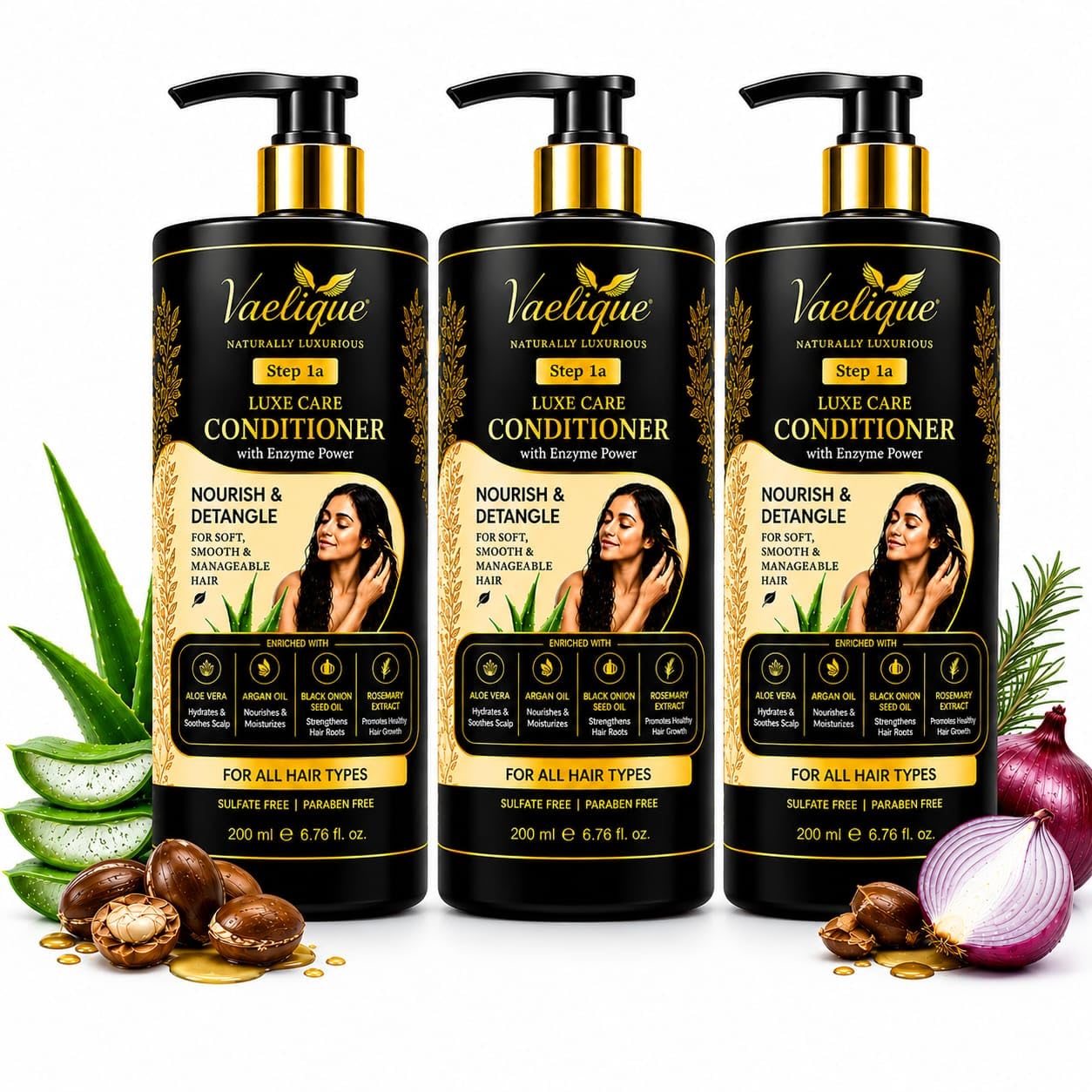 Luxe Care Conditioner 200ml | Aloe Vera, Black Onion Seed Oil, Argan Oil, Rosemary & Vitamin E | Hair Conditioner for Dry, Frizzy & Damaged Hair-image-18