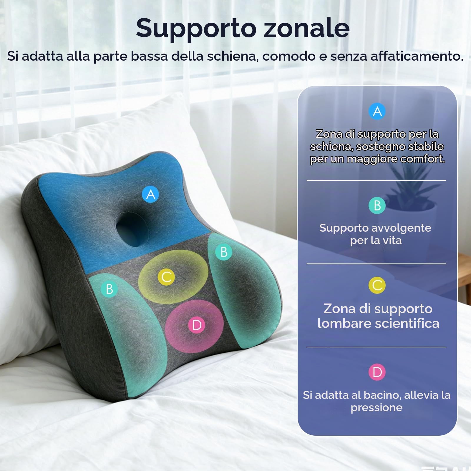 Cuscino a Cuneo per Coppie, Cuscino di Supporto in Memory Foam per la Vita