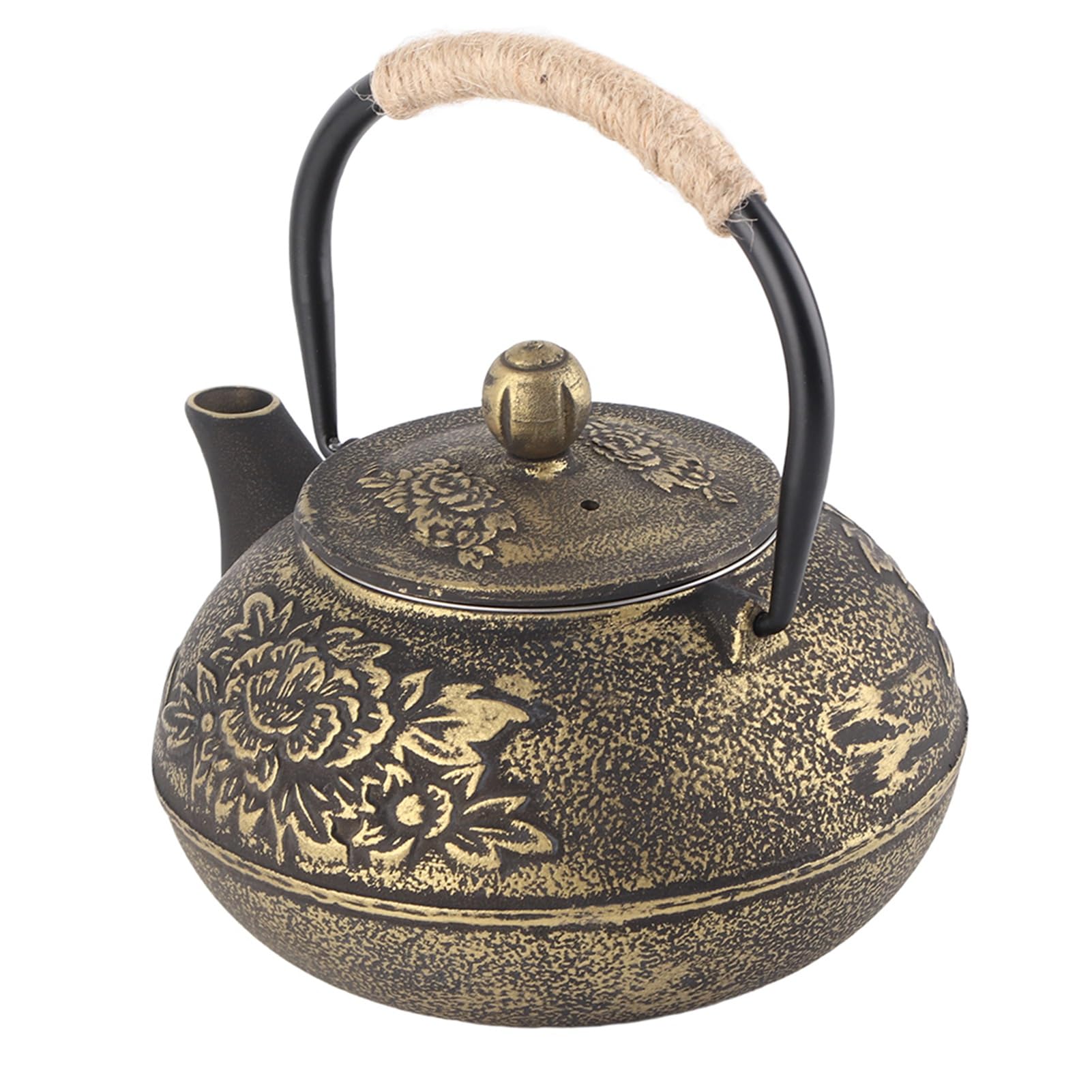 Tetera, tetera de hierro fundido de 900 ml, tetera vintage, tetera japonesa de hierro fundido, tetera pequeña con infusor extraíble para hojas sueltas