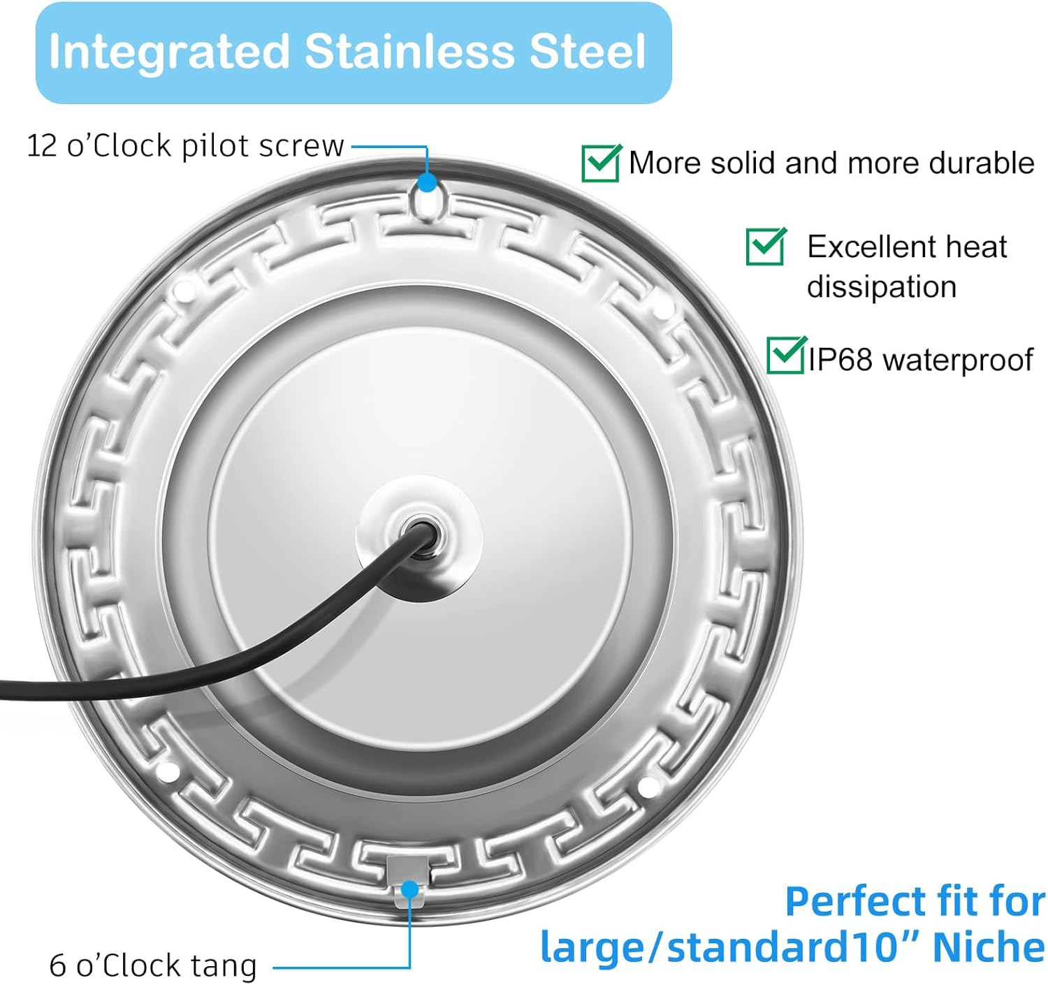 Pool Lights for Inground Pool, 60W 10 Inch LED Inground Pool Light with Controller, Remote and APP Control for Wet Niche, Color Changing Underwater Swimming Pool Lights with 50 Foot Cord