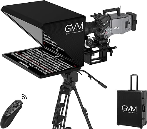 GVM - Kit de teleprompter para cámaras digitalesvideocámaras, kit de teleprompter portátil de 18.5 pulgadas con control remoto y aplicación, con