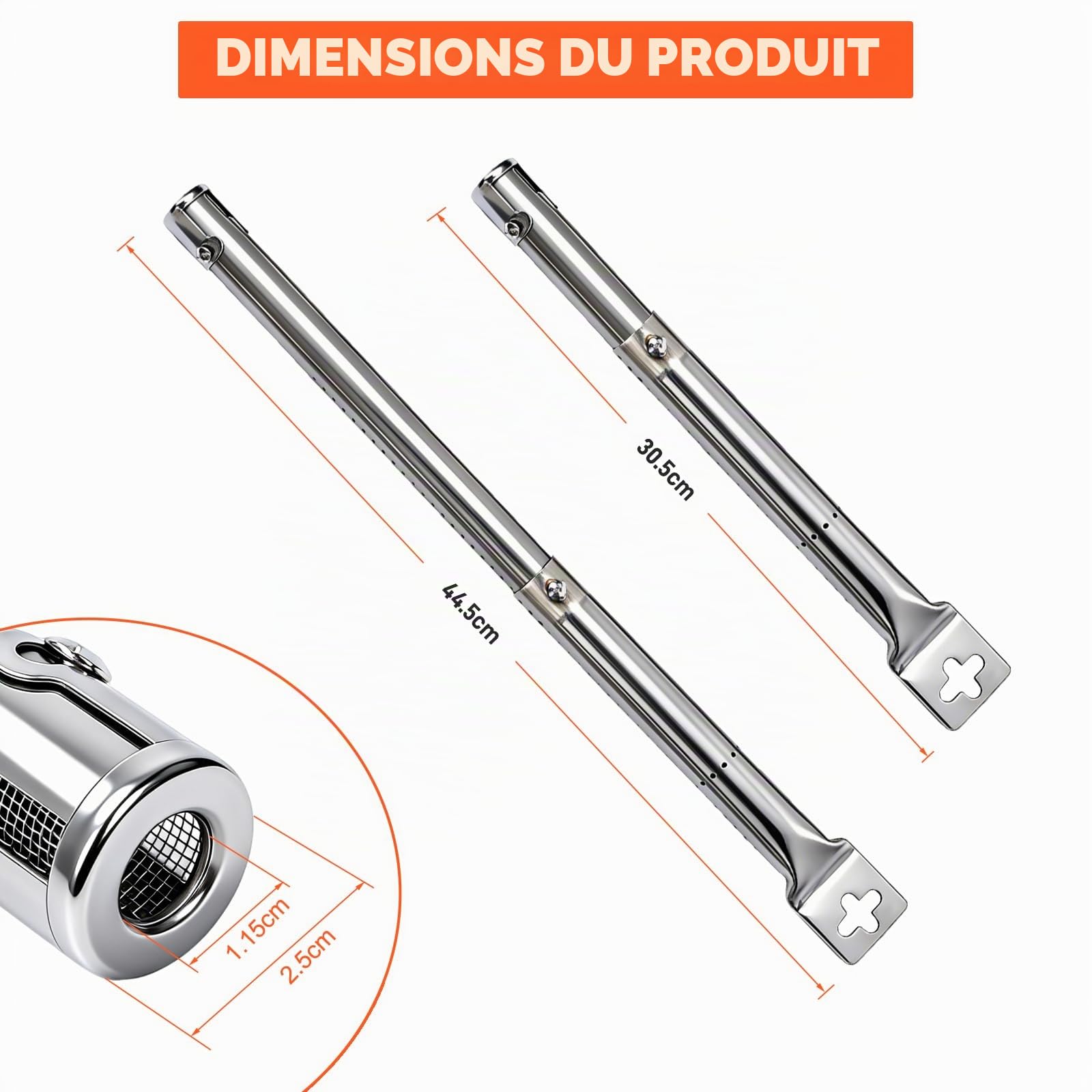 QuliMetal 31-45cm Brûleur Universel Pièces détachées pour Landmann Triton 2, Enders Monroe, Tepro, Campingaz, Taino, Proficook, Barbecook, Brûleur Tubulaire Réglable, 4 pièces