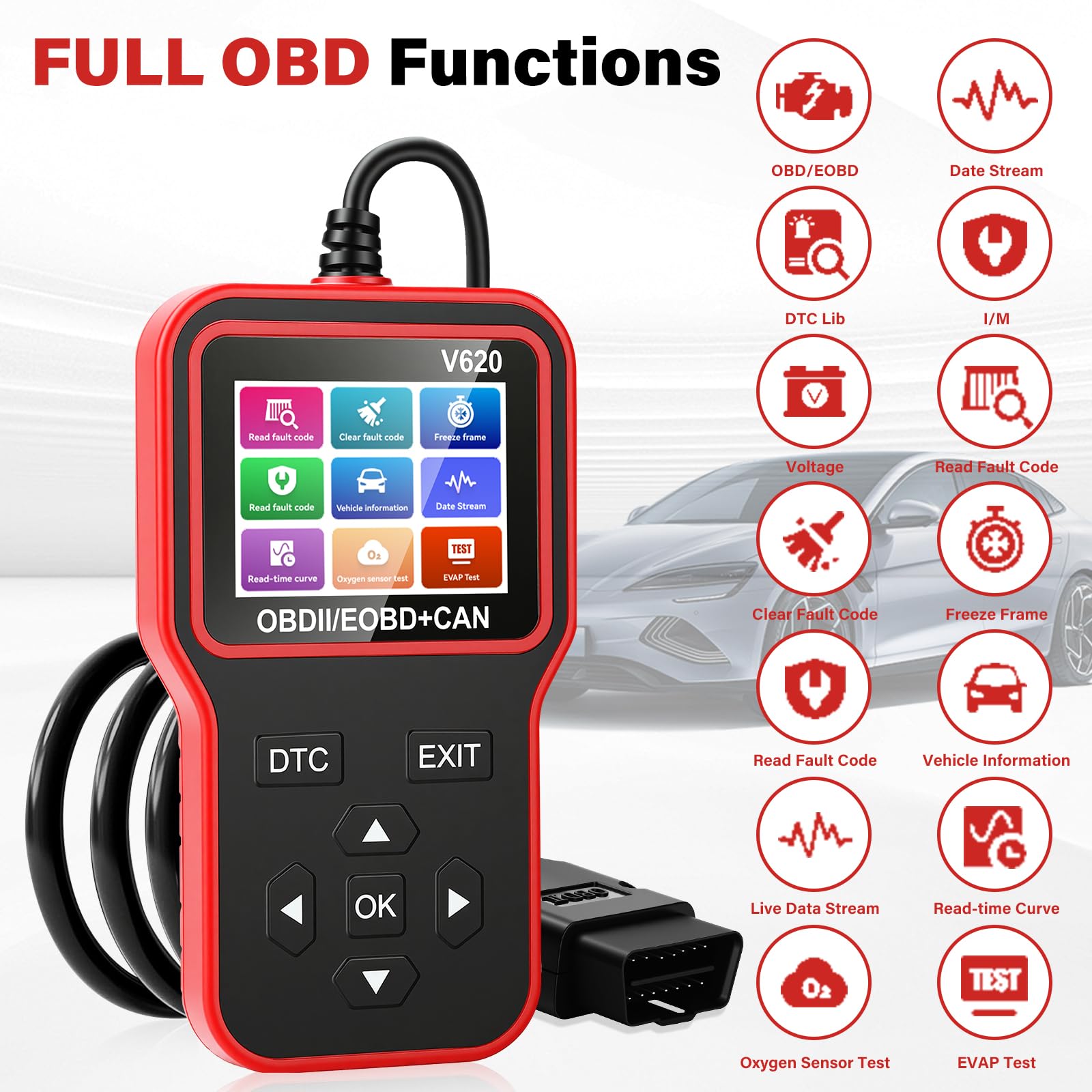 diymore OBD2 Scanner Car Diagnostic Engine Fault Code Reader with 35,901 DTC Database, Check Engine Light Reset Tool for All OBDII Vehicles for BMW Audi VW Mercedes - 2