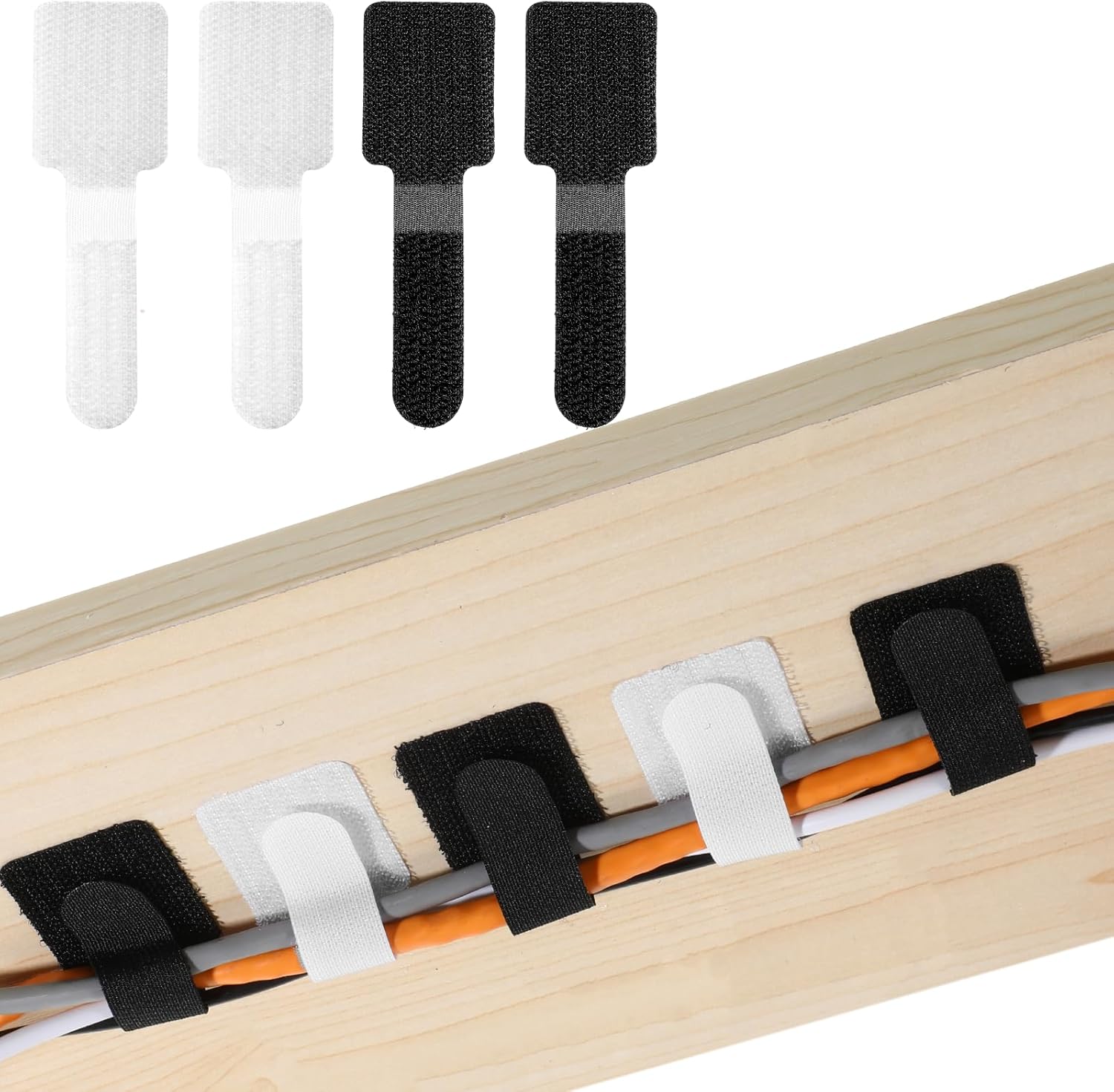 48 PCS Adhesive Cable Strap Cables Management, Hook and Loop Cable Ties Under Desk Cord Organizer Reusable Self Adhesive Cables Organizers for Cords Adjustable Cords Organizer for Home or Office Use