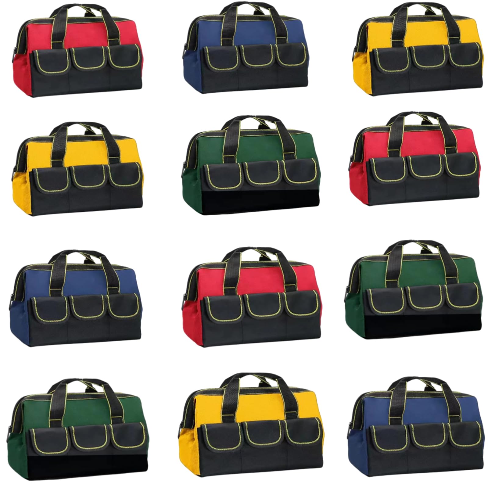 12 Pack Tool Bags for Men Heavy Duty with Waterproof Hard Bottom Wide Mouth Large Tool To…