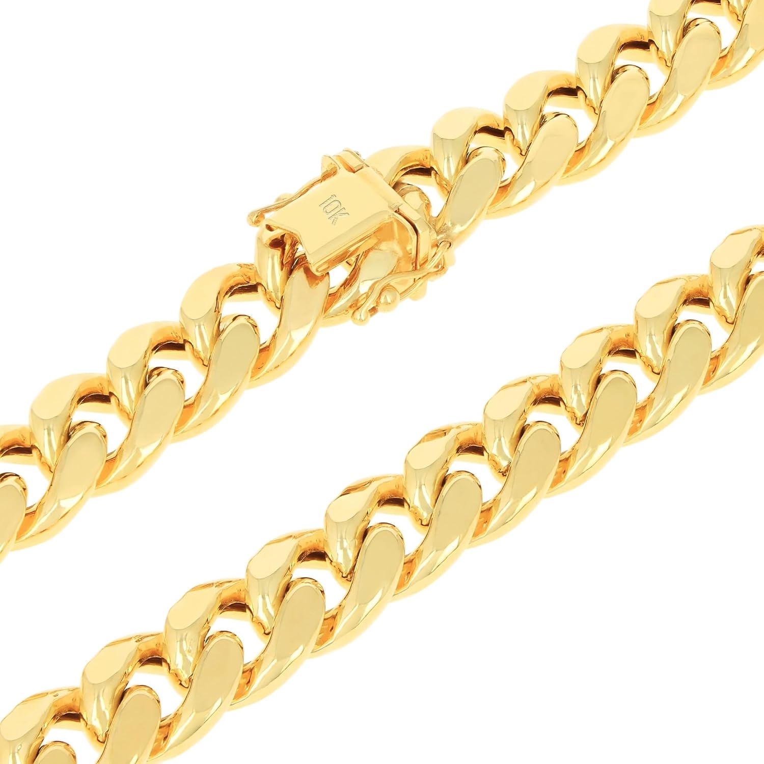 Nuragold 10K イエローゴールド 11mm マイアミキューバリンクチェーン 