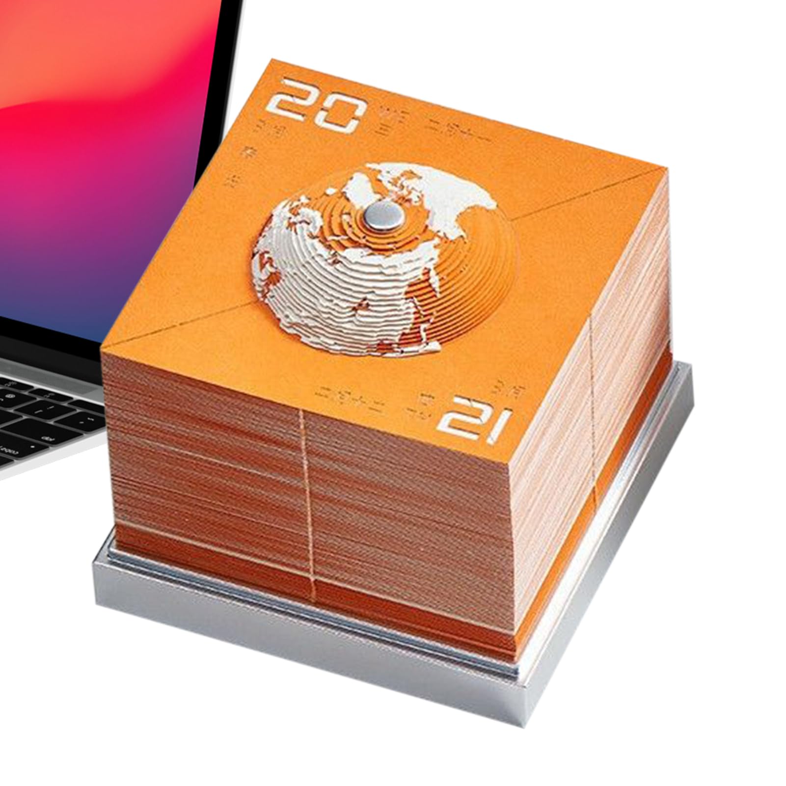 Kalendarz Biurkowy 3D 2026 Dekoracja Stołowa Kształt Ziemi | Artystyczny Kalendarz z Papierowej Rzeźby Do Biura Mieszkania Szkoły Na Urodziny Święta Dla Freelancerów Nauczycieli