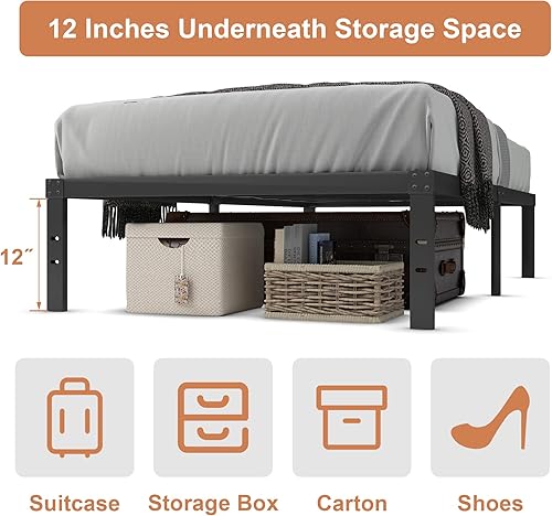 Miniatura 5 de Base de cama de tamaño individual XL con soporte de listones de acero, resistente y duradero, no necesita somier, plataforma de 14 pulgadas de alto,