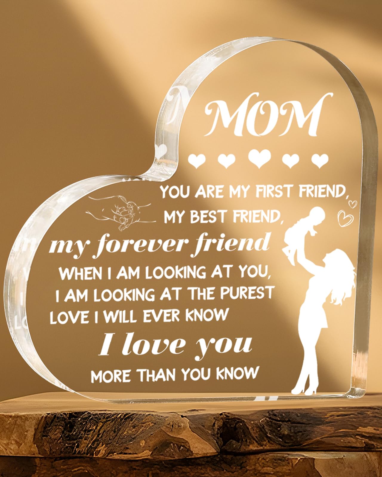 Mom Gifts for Mom, Thank You Gift for Mom from Daughter Son, Birthday Christmas Gifts Acrylic Plaque Ornaments for Mom I Love You Mom Gift from Kids Appreciation Keepsake Gifts for Mom