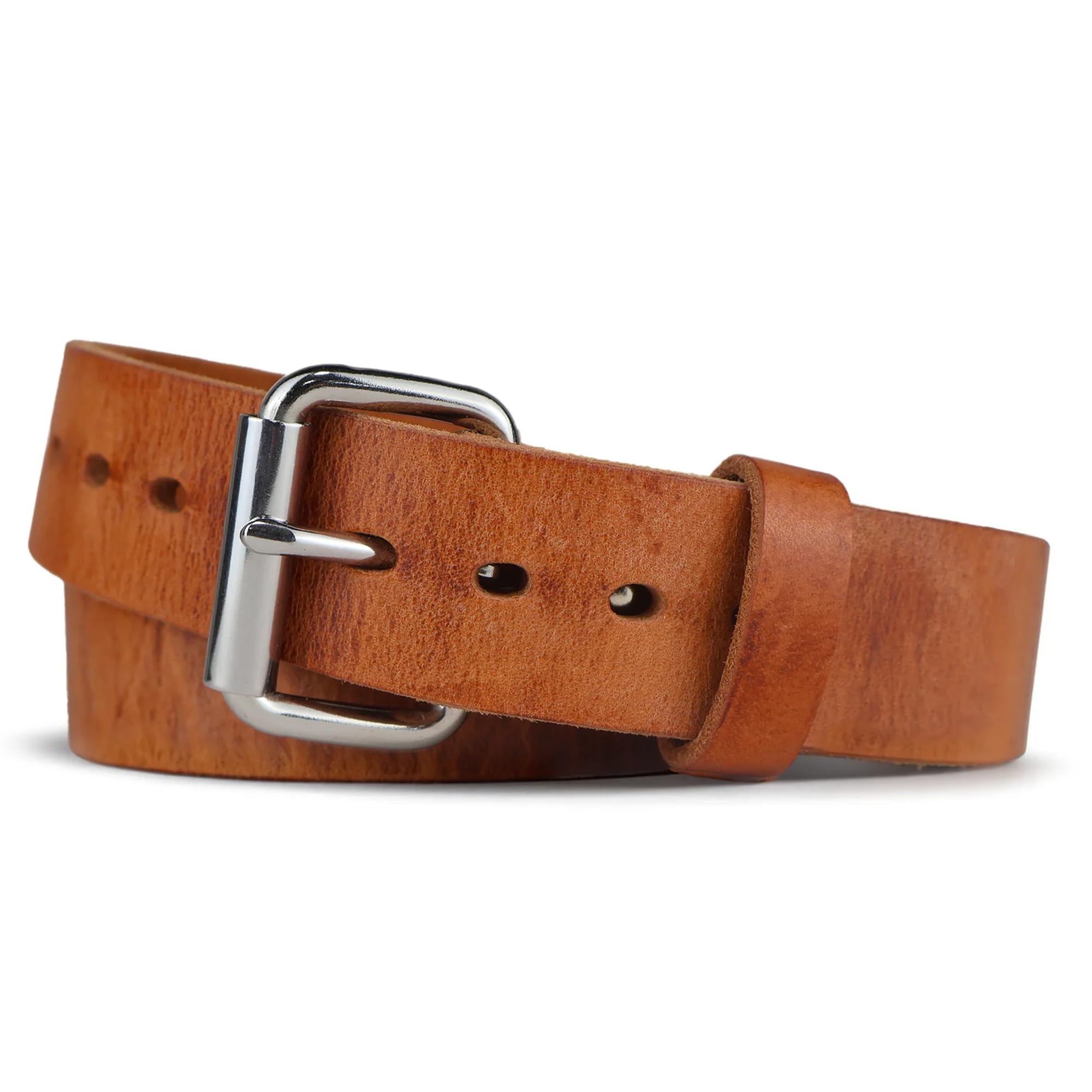 RoughCut Natural Full Grain Leather Gun Belt - 15-17 oz Heavy Duty CCW EDC 1.5" Wide