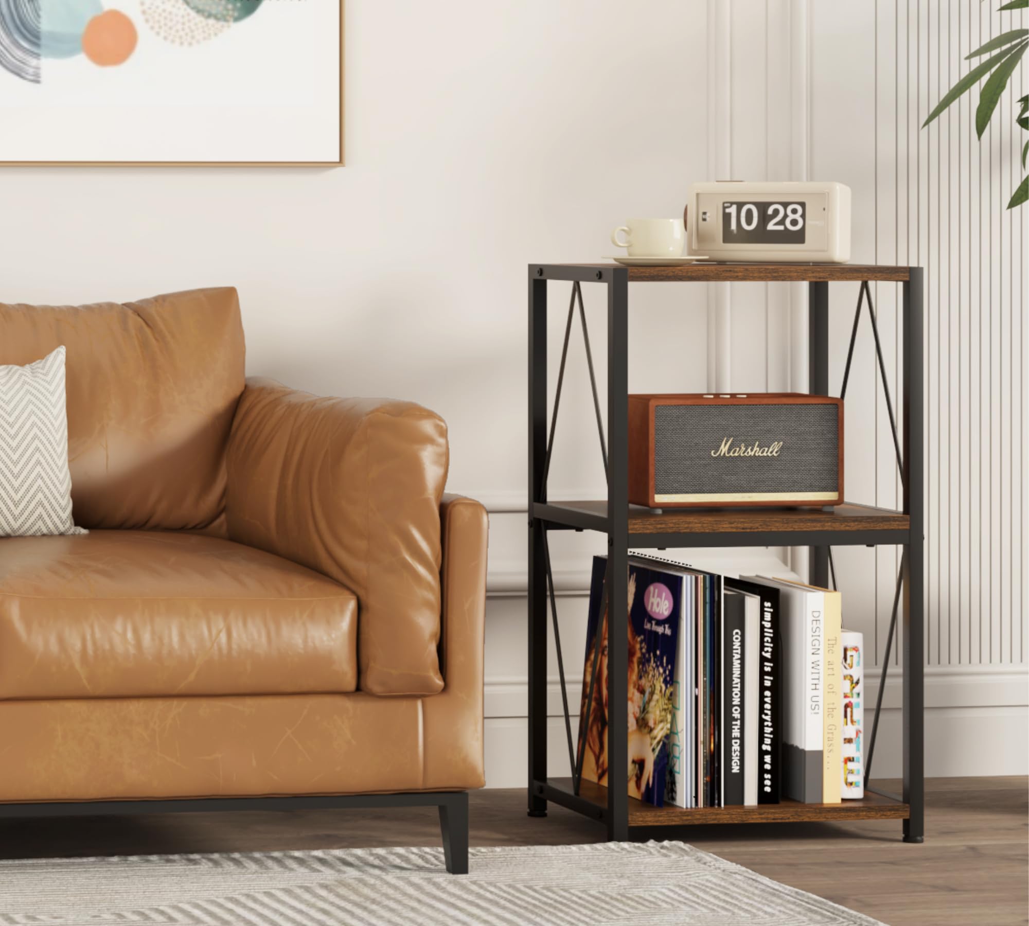 HFHOME Tavolino per dischi in vinile a 3 ripiani, armadietto per giradischi per riporre e esporre vinili, supporto per giradischi in soggiorno, camera da letto, sala musica