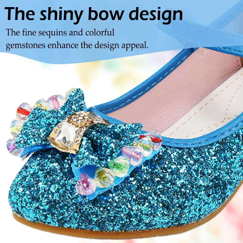iTVTi Girls Princess Flower Shoes Mary Jane Glitter Sequin Party Wedding Low Heel