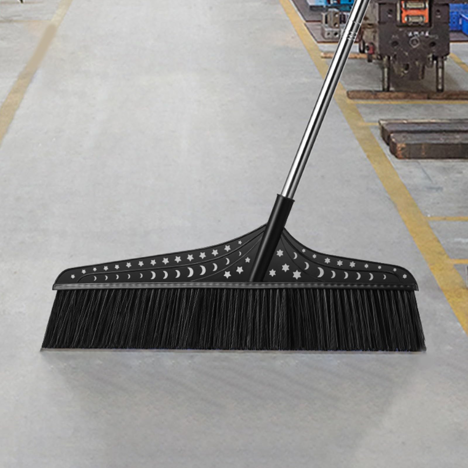 Scopa commerciale con setole dure, scopa larga per grandi spazi, scopa esterna per garage, cortili, esterni(Black,50cm)
