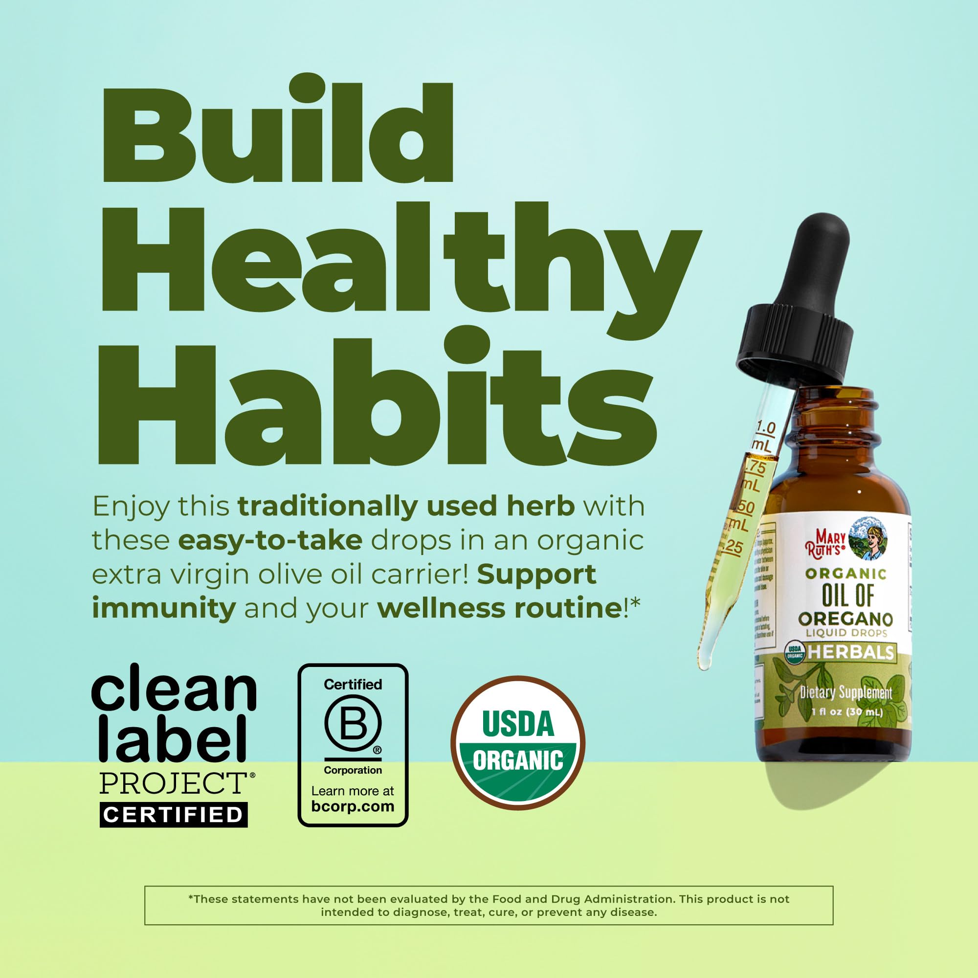 MaryRuth Organics, Oil of Oregano Drops, Huile d'Origan Végétalienne en Gouttes, 30ml, Testé en Laboratoire, Végétarien, Sans Gluten, Sans Soja, Sans OGM