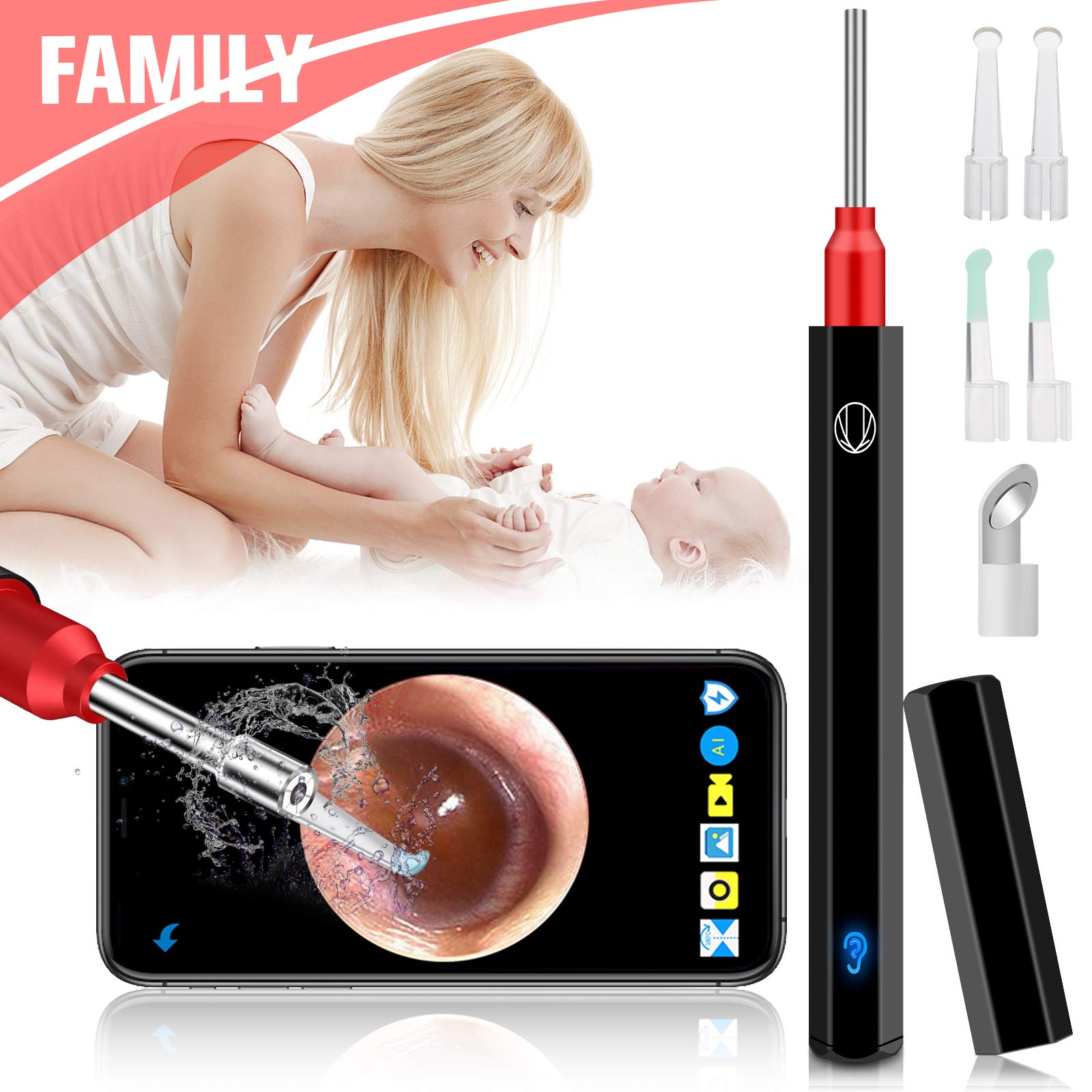 Softula Ear Wax Removal Endoscope,Earwax Remover Tool,1080P FHD Ear Camera Wireless Otoscope with LED Lights,Waterproof Ear Scope Cleaning Camera with 4pcs Ear Spoons Kits for Android iOS Phone Tablet
