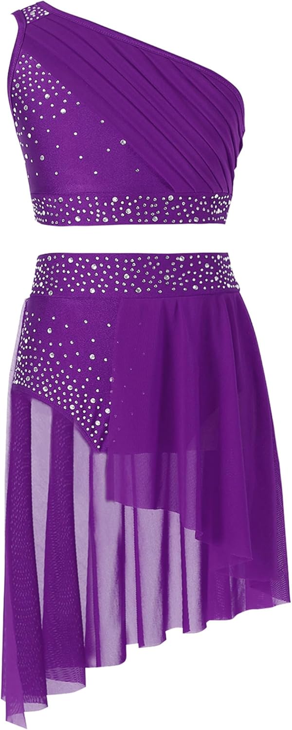 Vestito Da Ballo Latino Con Strass Per Bambina - Top Crop E Gonna In Rete Per Esibizioni - Foto 7