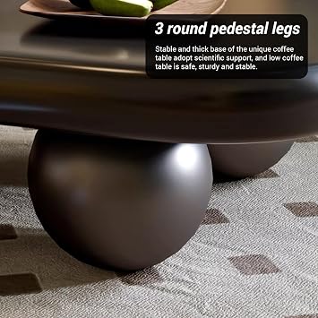 Cloud Coffee Table with 3 Ball Legs Irregular Coffee Table Modern Minimalist Coffee Table Asymmetrical Coffee Table Unique Funky Coffee Table Living Room,Black,46.06x31.10x13.78in