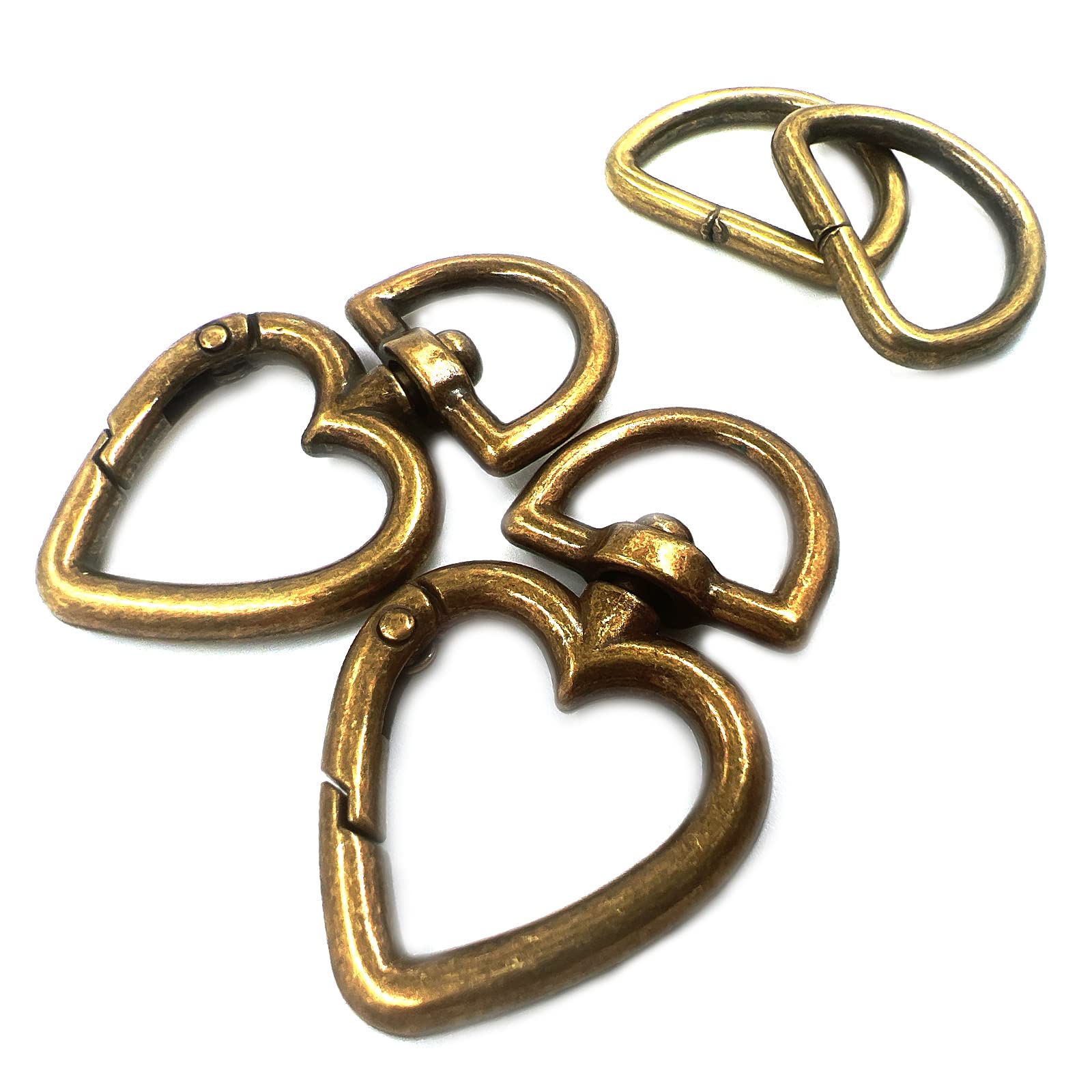 YIXI-SBest 20Pcs 3/4 inch Heart Shape Swivel Buckles Heavy Duty Metal Push Gate Swivel Lobster Clasp Keychain Clip with D Rings Purse Making