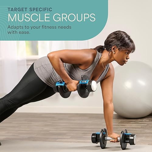 Miniatura 8 de LifePro Adjustable Dumbbell Set 5-in-1 Adjustable Free Weights Plates and Rack - Hand Weights for Women and Men - Dumbbell with 25 - 50 Pounds -