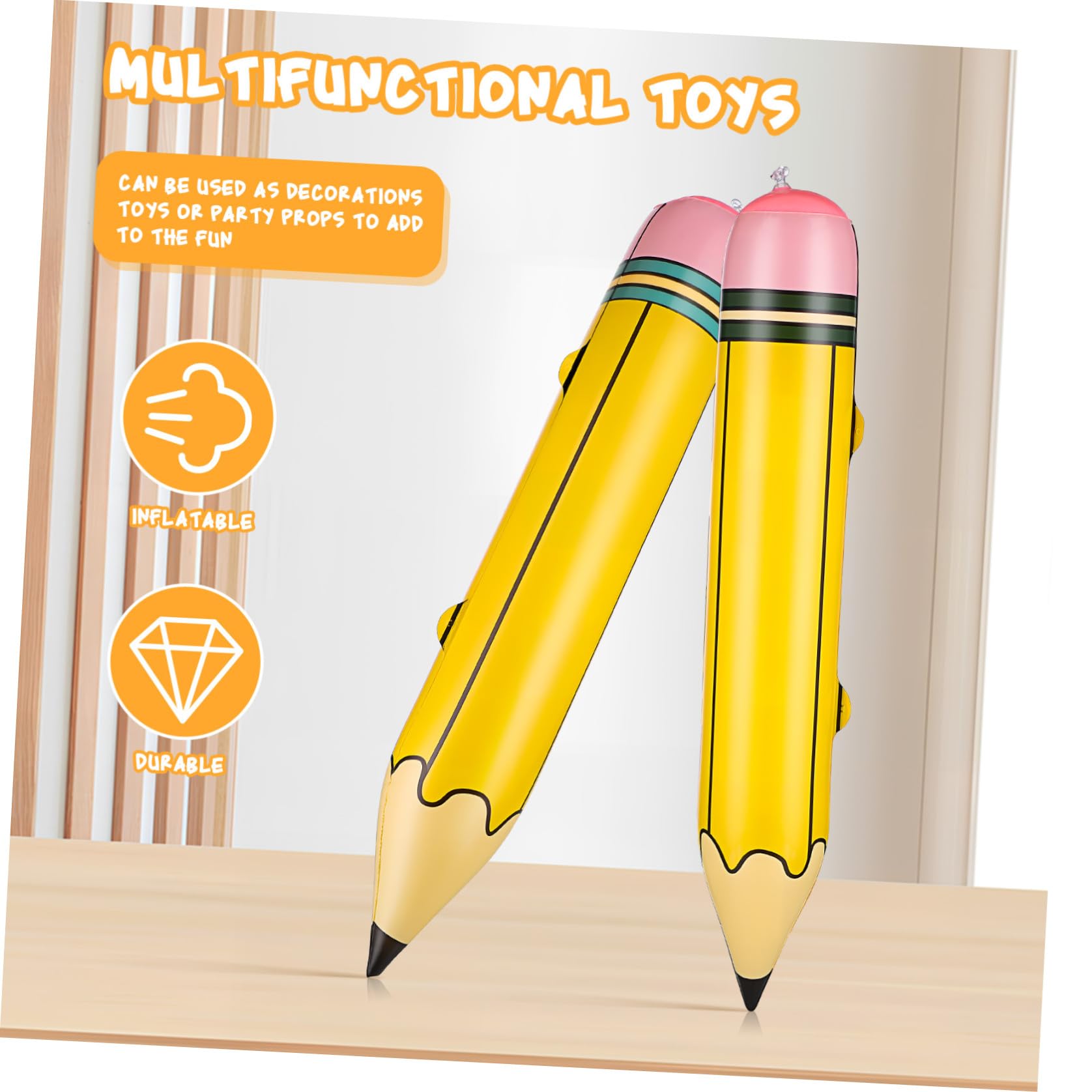 12 Stück Teiliges Aufblasbare Jumbo Bleistift Spielzeuge Extra Groß Robuste PVC Materialien Leicht und Realistisch als Klassenzimmerdekoration und Fotorequisite