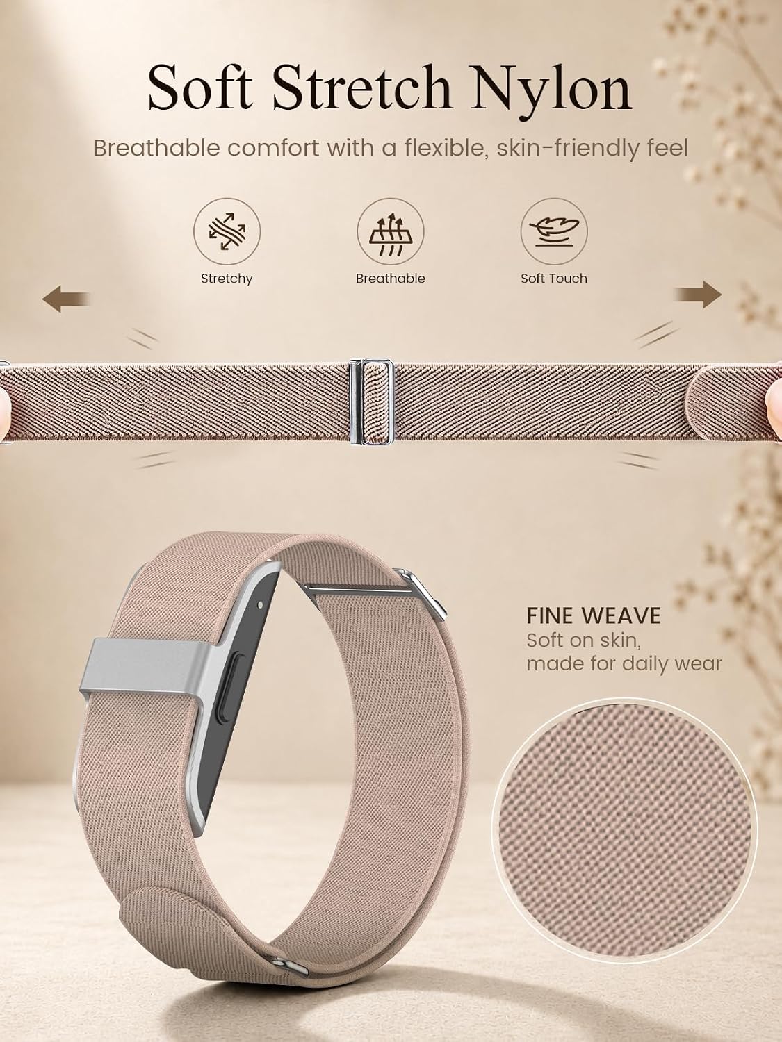 BlackPro Elastic Nylon Band Compatible with Hume Band Replacement Strap, Soft Breathable Adjustable Loop WristBand for Hume Band 1.0 Strap for Hume Health Fitness Tracker Wristband Women Men image 3